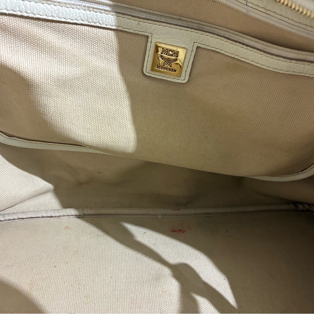 MCM White and Green Geometric Tote - Picture 9 of 10